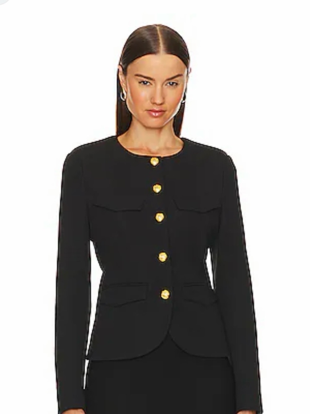 Veronica Beard Black Kensington Jacket with Gold Buttons